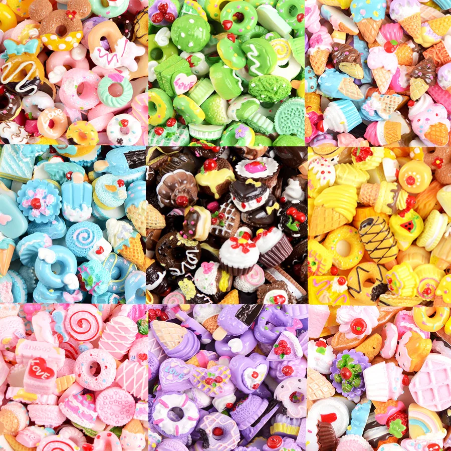 ND1101 Nail Art Designs Random Resin Sweet Ice Cream Candy Donut Cake Shape Jewelry For