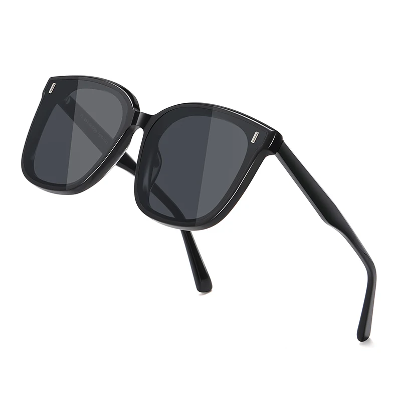 PS6605 Custom Oversized Designer Black Square Sunglasses Trendy Nude Premium Acetate Polarized Sunglasses  2022