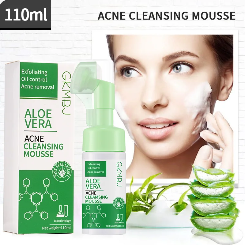 microbial ferment skin care,pore shrink oil control whitening face wash,aloe vera anti acne removal facial cleanser mousse