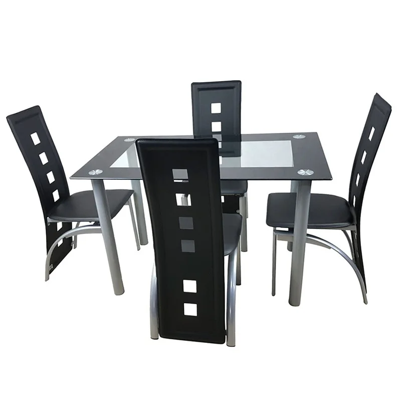 Luxury style cheap price dinning table set for 4 chair dining room furniture glass top dining room set table