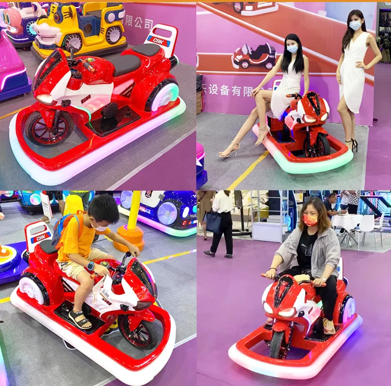 Amusement park kiddie rides motorbike electric battery operated luminous light up motorcycle bumper cars for sales