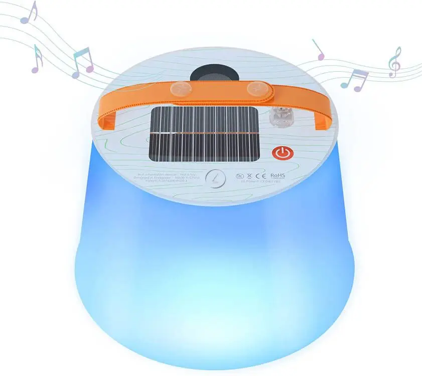 Waterproof led camping light outdoor portable solar power bank Foldable audio with bluetooth speaker wireless