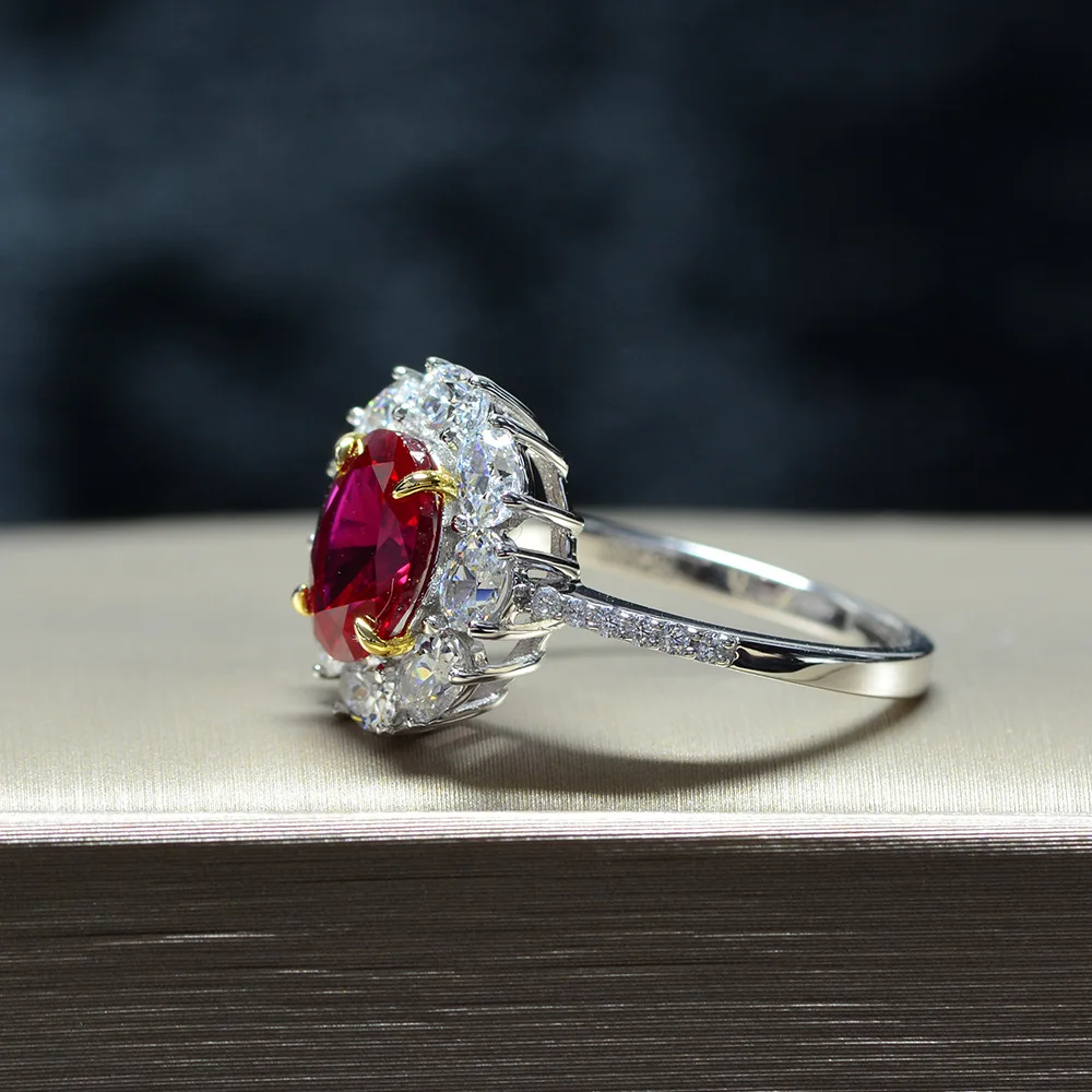 Drop Shipping 925 silver sterling jewelry custom pave ring ruby diamond ring