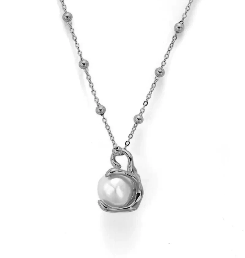 Milskye clean style fashion jewelry for women 2024 925 silver 14K gold baroque pearl pendant necklace