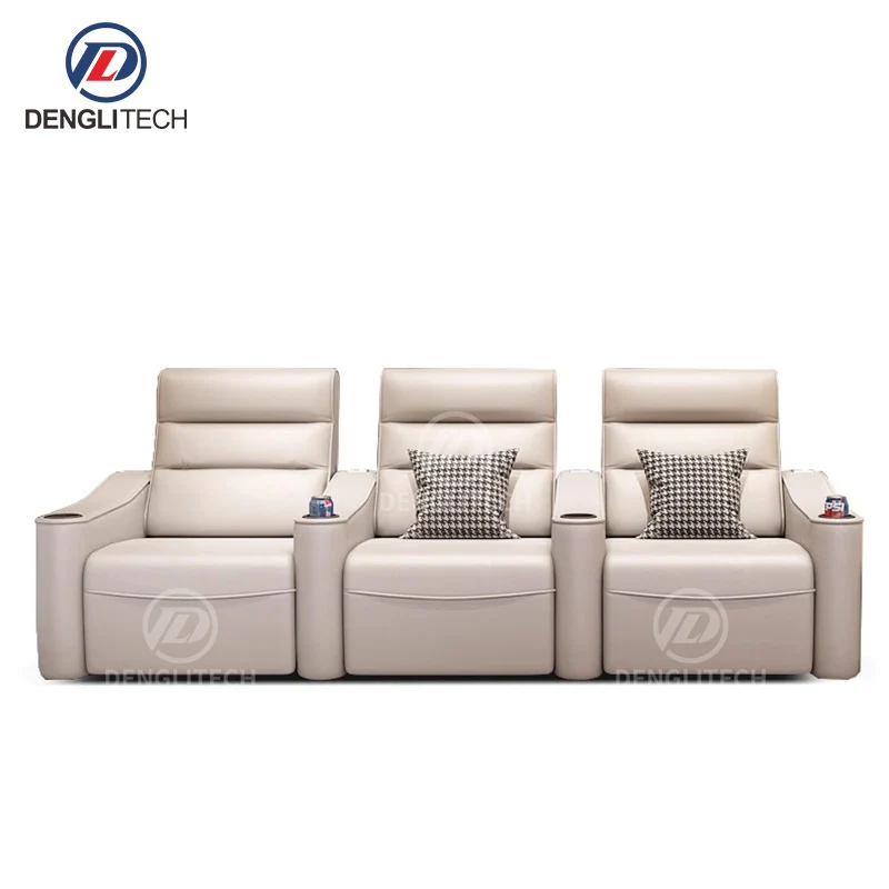 European Cotton Cover Wood Sofa Armrests Private Movie Furniture 3Seat Fabric Velvet Loose Covers Cinema Sofa Set Electric