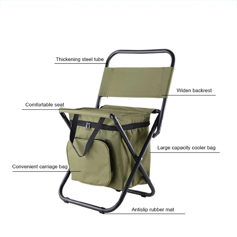 Camping Fishing Stool Cheap Leisure Beach Chair Outdoor Portable Collapsible Seat Comfortable Backpack Folding Cooler Bag Chair