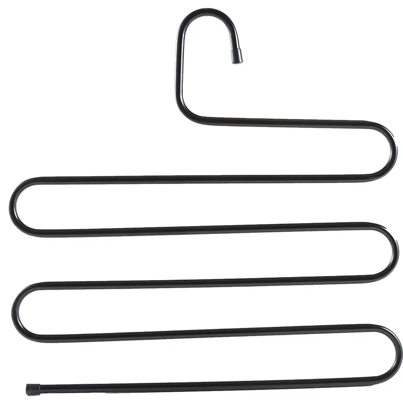 Multi-functional Household Iron Spray Plastic Magic Pants Hanger Rack S-Shape Design Convenient Hanging Multiple Layers Clothing