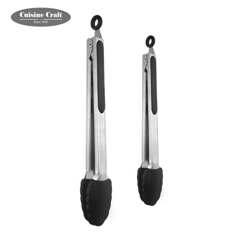 Amazon Hot sale kitchen gadgets serving tongs set of 2 pcs 9 and 12 inch silicone food tongs