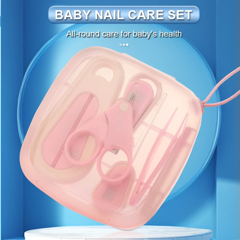 Best Selling Customized Printed Logo 6-in-1 Baby Nail Care Tools Set Include Infant Scissor Clipper Travel Manicure Kits With Pl