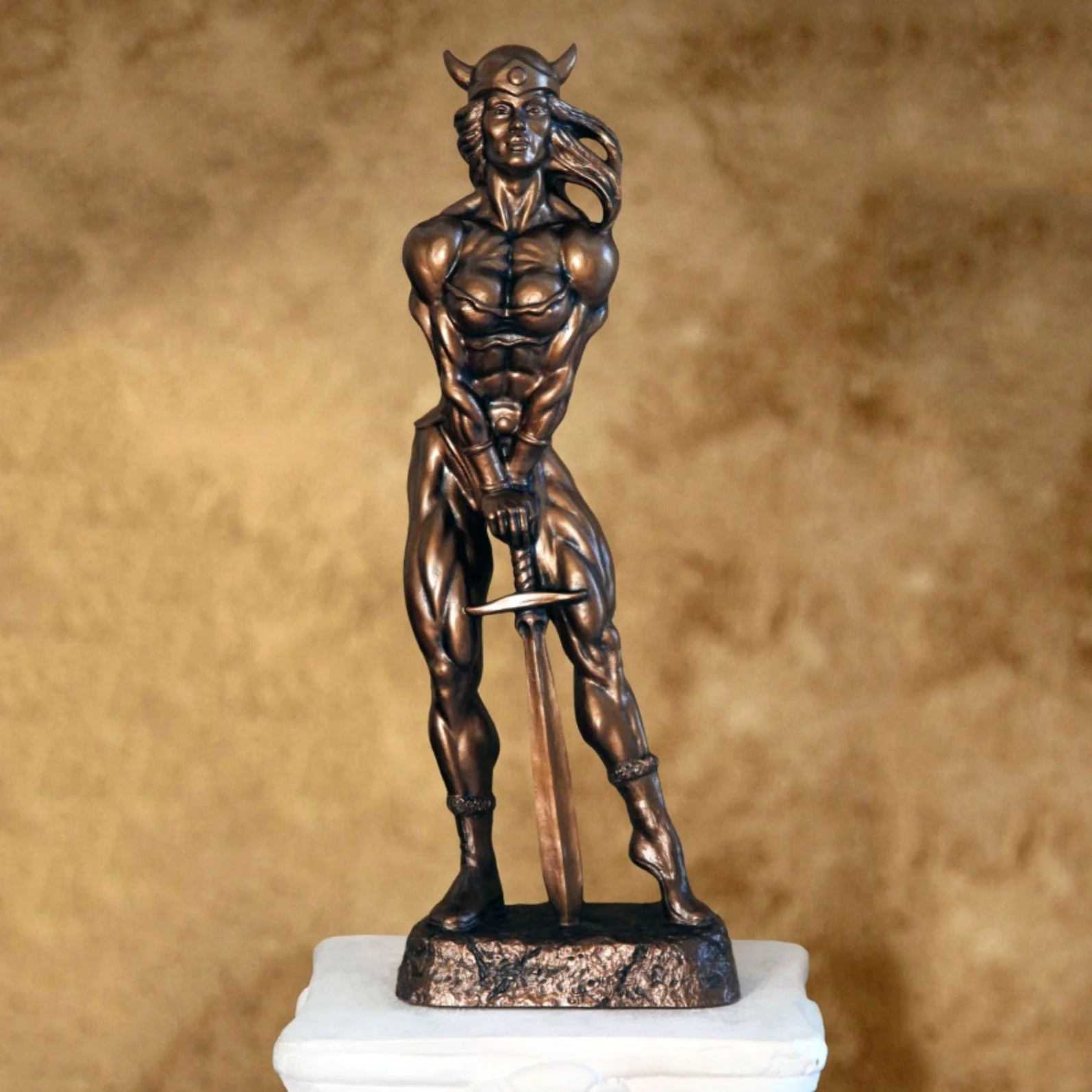 Factory Wholesale man physique bodybuilding statue male and female Barbarian Trophy In Bronze And Custom Color logo figures