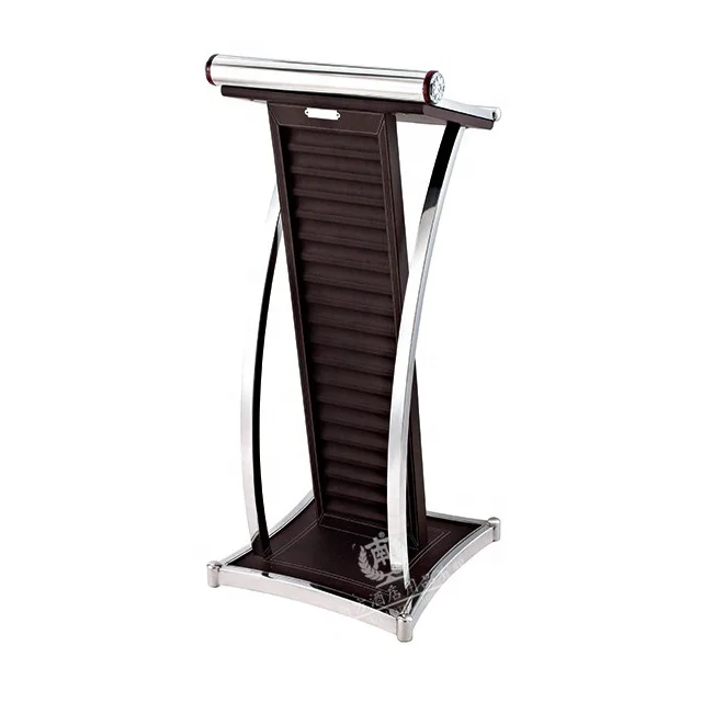 GNF  modern Mirror Polished Stainless Steel church podium with leather