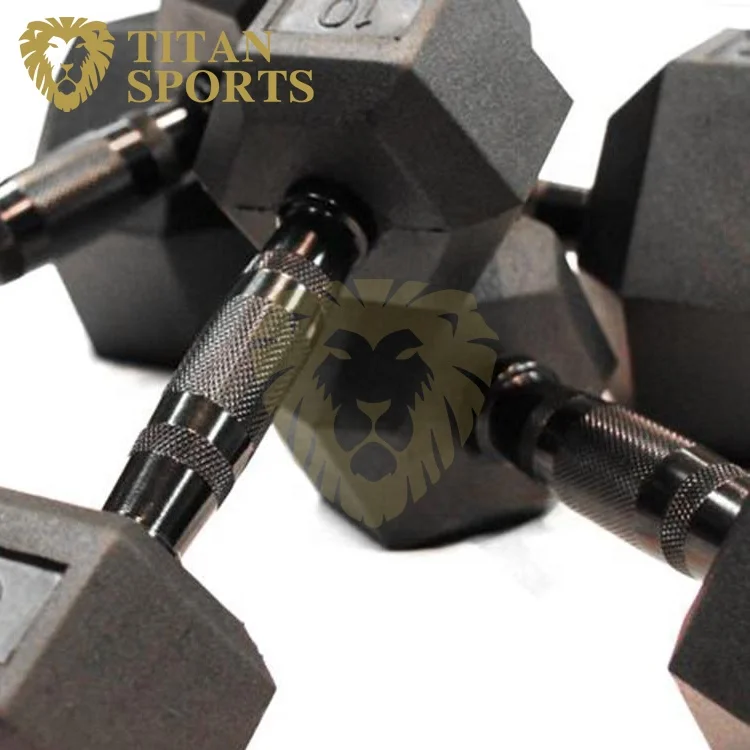 Rubber hex dumbbell with black handle