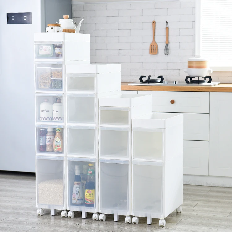 Bathroom Kitchen Pantry Safety Diy Clip Seam Narrow Storage Plastic Drawer Cabinet