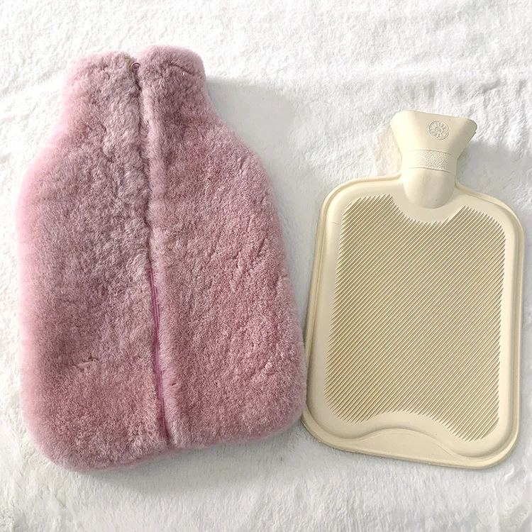 Comfort 2 Liter Hot Water Bottle with Cozy Fluffy Cover Premium Sheepskin Bag Large 2L US