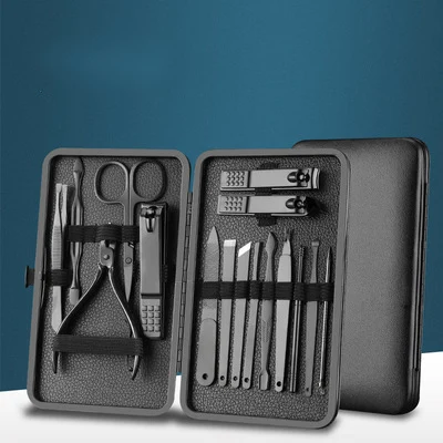 YUXI New Style Black Nail Clipper Set Professional Stainless Nail Cuticle Clippers Manicure Set Tools