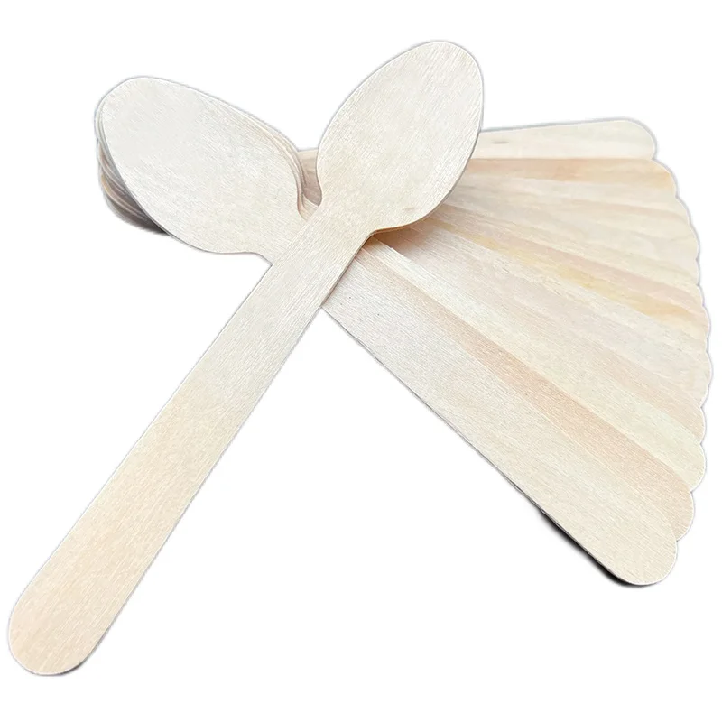 China Manufacturer New Product Birch Raw Cutlery Set Disposable Material Bulk Wood Spoon
