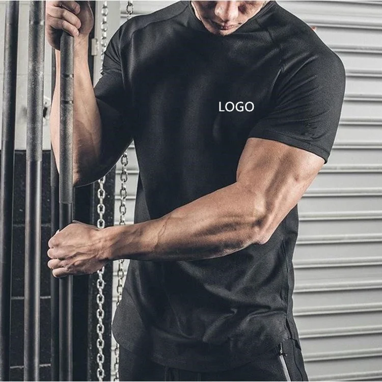 Оптовая продажа заказной хлопок реглан с коротким рукавом футболка Чистый Спорт Тренажерный зал Slim Fit Мужская футболка
