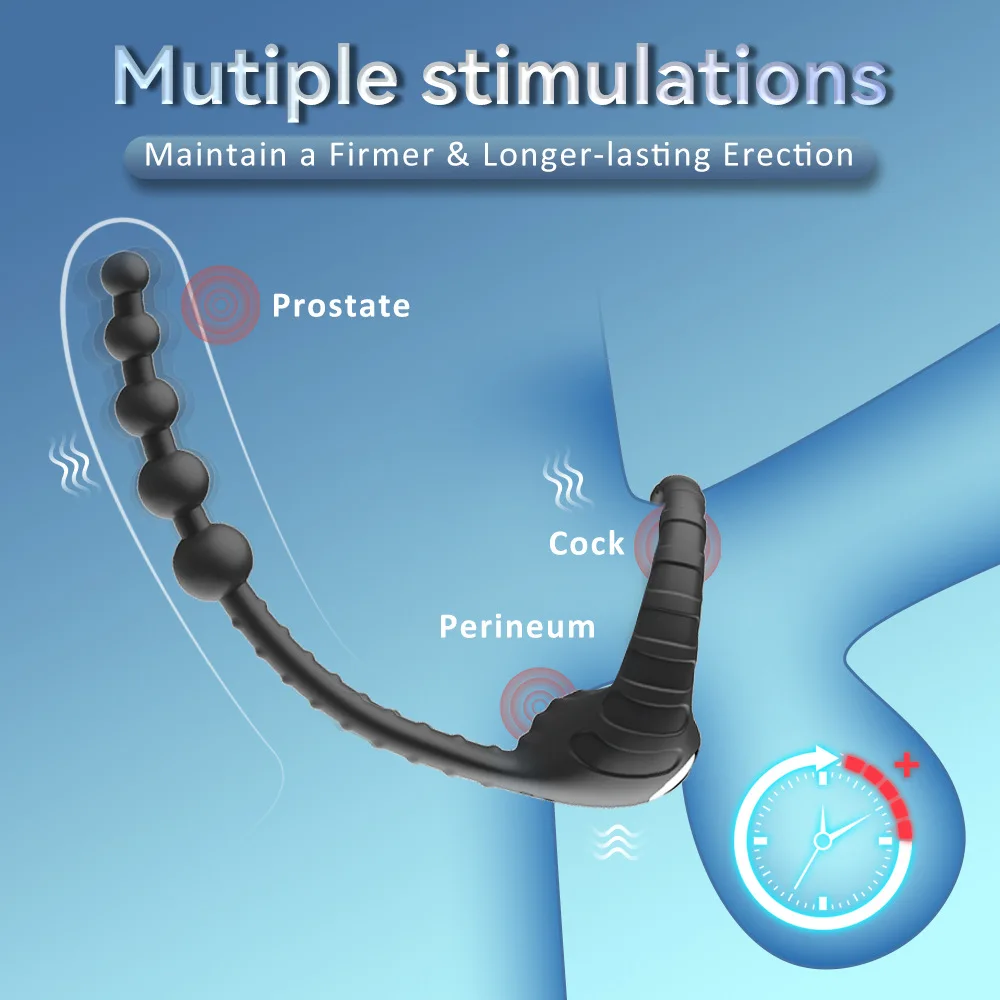Masturbator Wireless Control Butt Plug Delay Ejaculation Lock Ring Male Prostate Massage Anal Beads Vibrator for Men