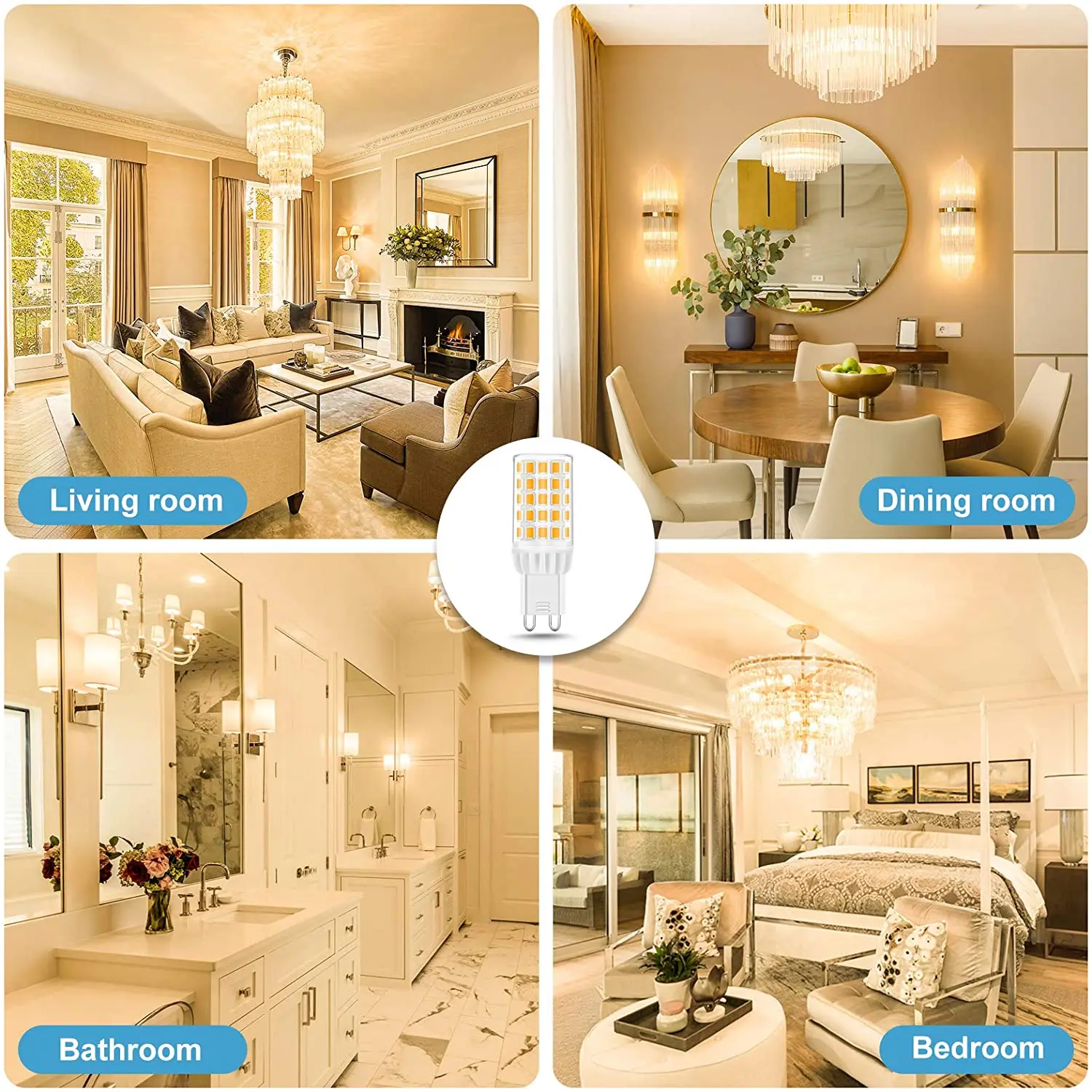 LOHAS Warm White Dimmable 6W G9 Base Plastic Cover Ceramic Housing LED Bulb Mini Corn Light for Outdoor Indoor Fixture