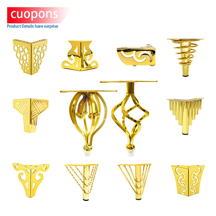 Toco Square Gold Metal Heavyweight Aluminum Furniture Replacement Sofa Legs  Luxury Style Stainless Steel Sofa Frames And Legs