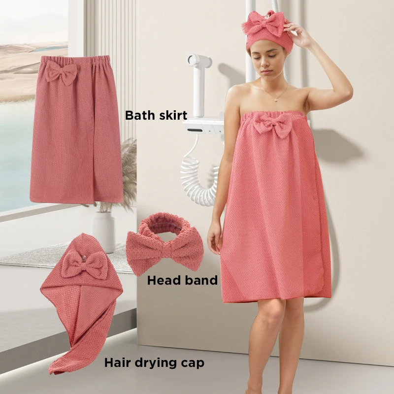 wholesale luxury Comfortable Adjustable quick dry Shower Body Wrap microfiber hair towel dress bath towel set