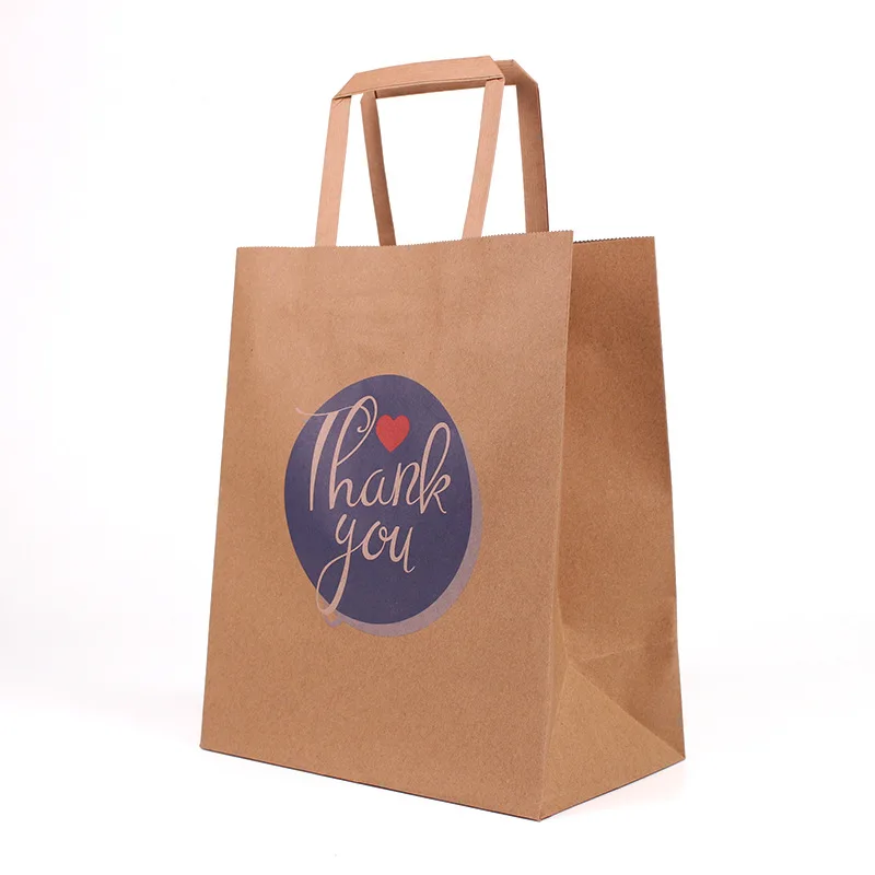 Factory Price Custom Logo Printed Take Away Kraft Craft Bolsa De Papel Paper Bag With Flat Handle