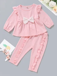 CDM 7131 Hot Sale Baby Girl Long Sleeve Outfits T-shirt+ Print Pants 2pcs Suit Fall Children Boutique Clothing