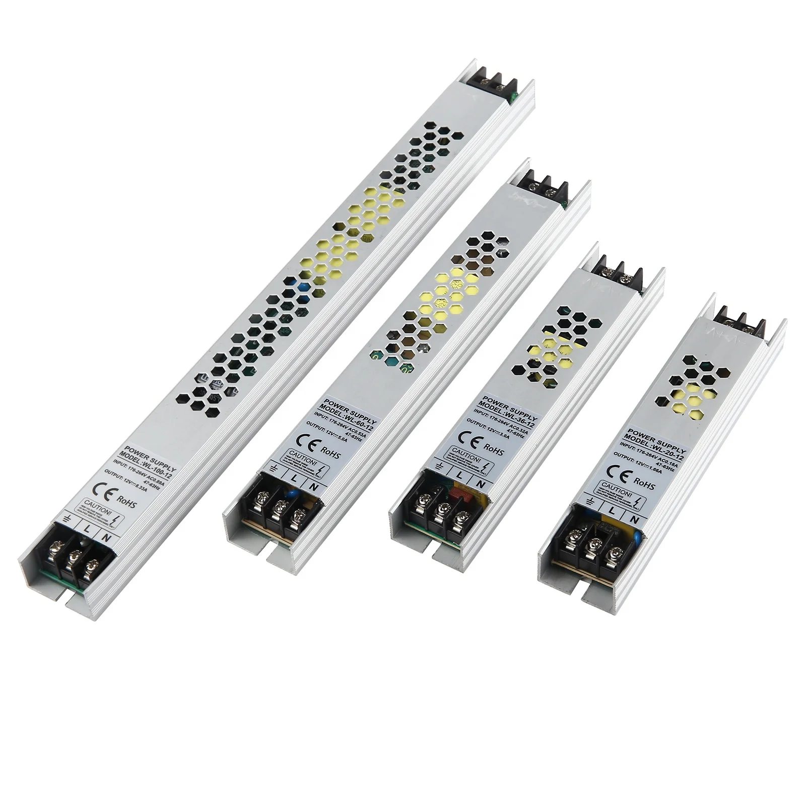 LED Driver 12VDC 24V 20W 36W 60W 100W Ultra Thin 220V AC to DC Constant Voltage LED Transformer for Indoor LED Strip Lighting