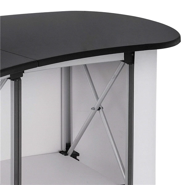 Foldable Pop Up Counter Aluminum Promotion Counter Table Curved Shape