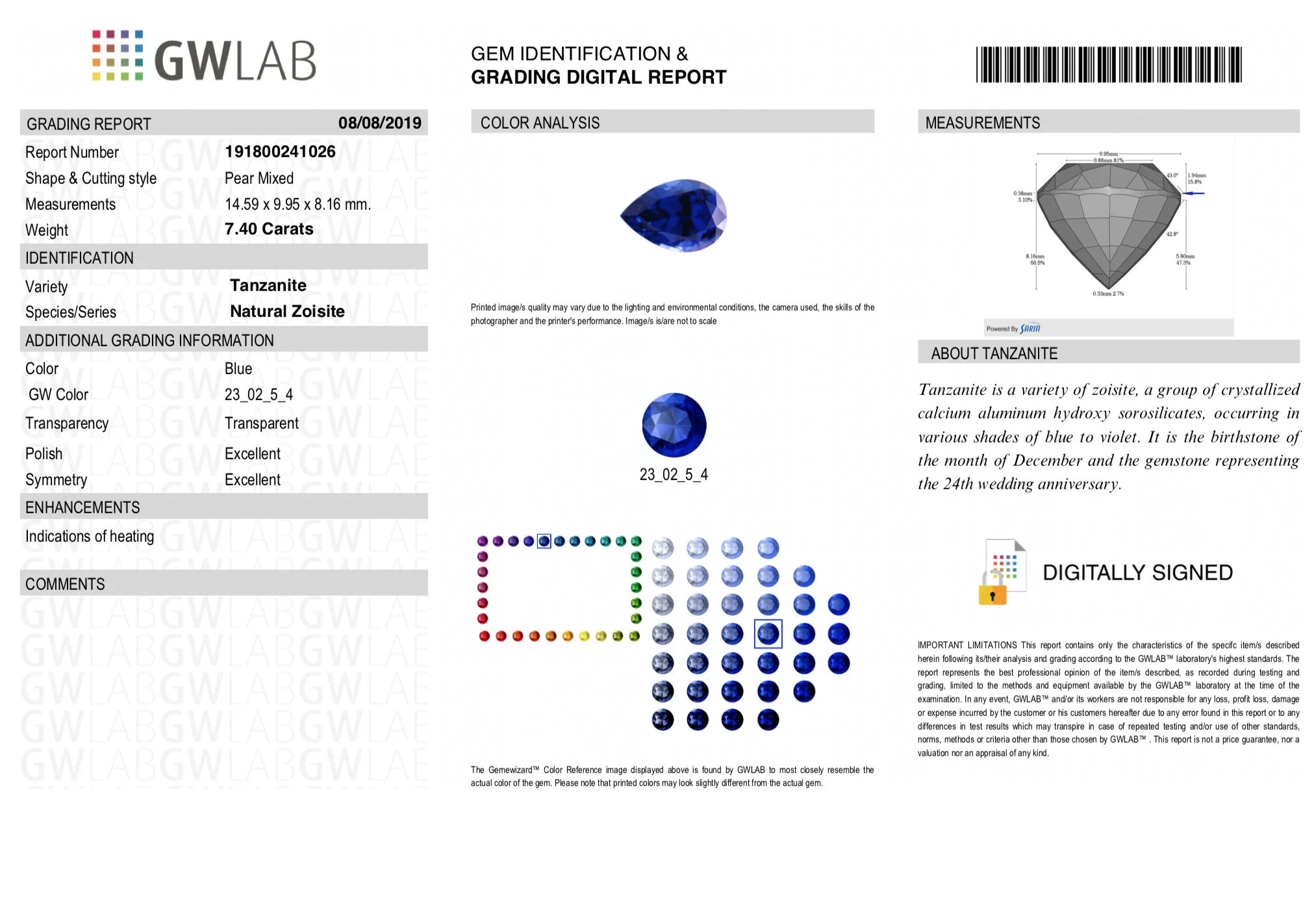 
7.40 caratRoyal Blue Tanzanite Pear Shape Loose Tanzanite With Certificate Mix Step Cut By Real Gems FREE SHIP Semi Precious Gem 