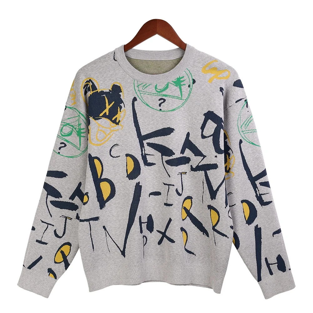 Original 2022 Custom OEM & ODM Long Sleeve O-neck Simple pattern knit pullover street wear sweaters For men