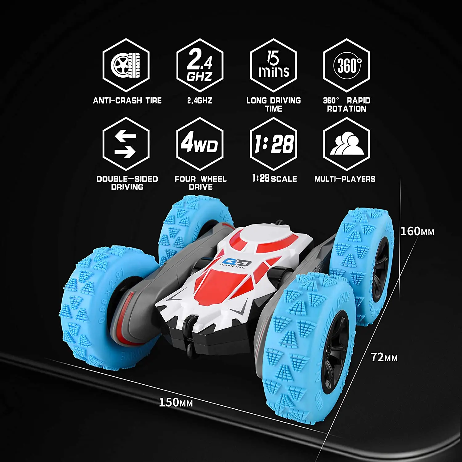 ZG масштаб 1:28 автомобиль с дистанционным управлением 4wd двухсторонний вращающийся 360 сальто скоростной 4x4 Радиоуправляемый