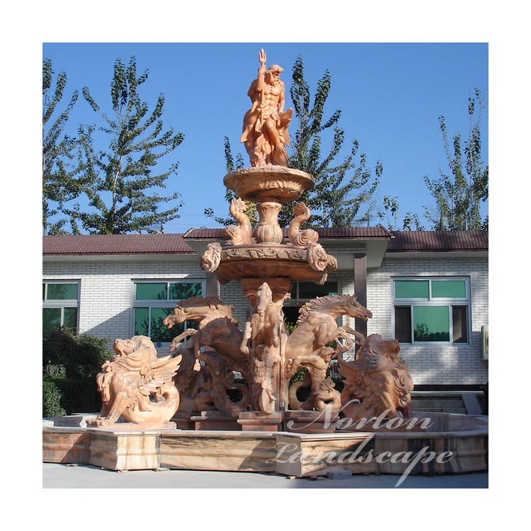 Outdoor Garden Decor Antique Stone Carving White Marble Horse Statues Water Fountain Prices