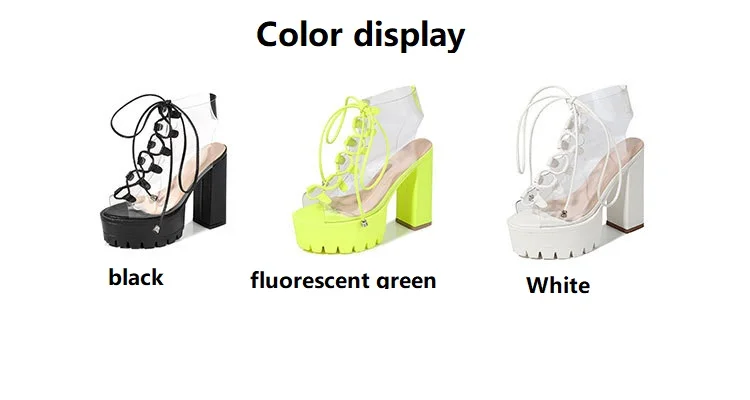 Summer Best sale over size bandage candy color see-through chunky heel women sandals 2022 slippers sandals heeled sandals