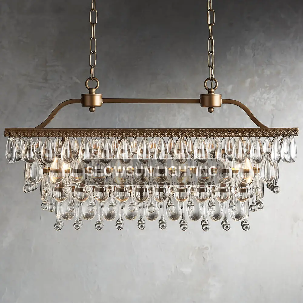 French rectangular restaurant elegant crystal chandelier living room luxury romantic crystal wedding banquet hall big chandelier