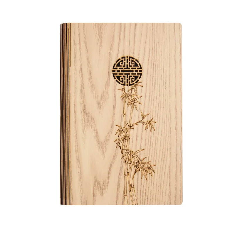 Multipurpose Recipe Binder Restaurant Bar Personalized Gift Customized Laser Engraved Wooden Blank Recipe Book Wooden Notebook