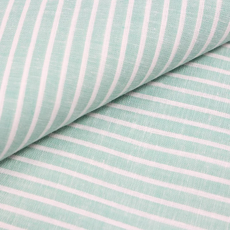Hot Sale Poplin Stripe Shirt Fabric European Flax Yarn Dyed Woven Linen Cotton Fabric