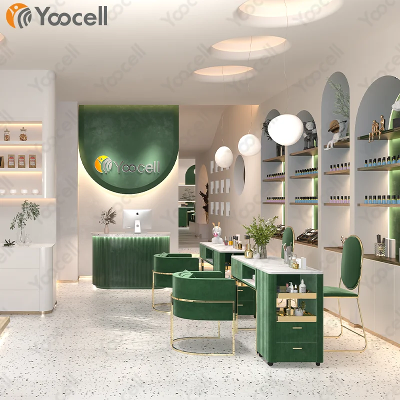 Новый продукт Yoocell зеленая маникюрная станция Маникюрный Стол для педикюра стул маникюрного салона
