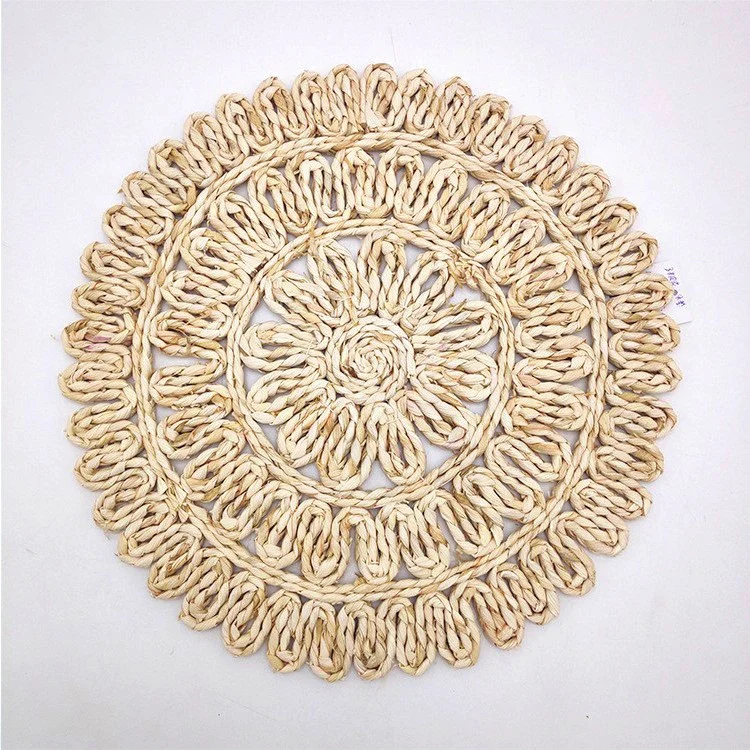 Round Corn Husk  Placemat Woven Table mats  for Dining Table