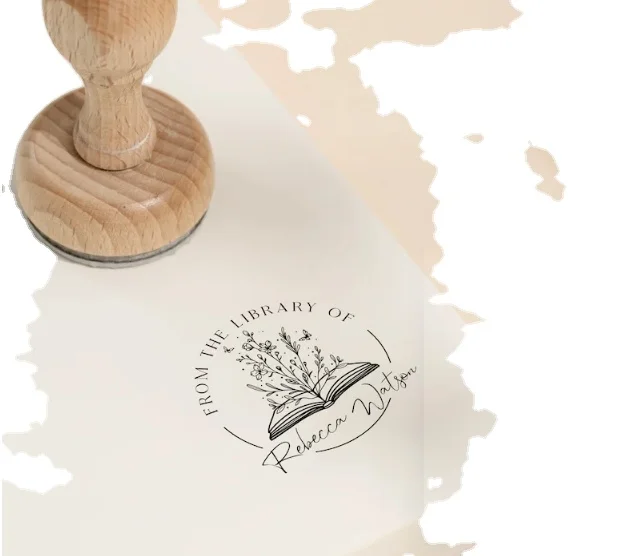 new design High Quality wholesale BOOK lover library self inking selfink postage personalized custom logo wood stamp