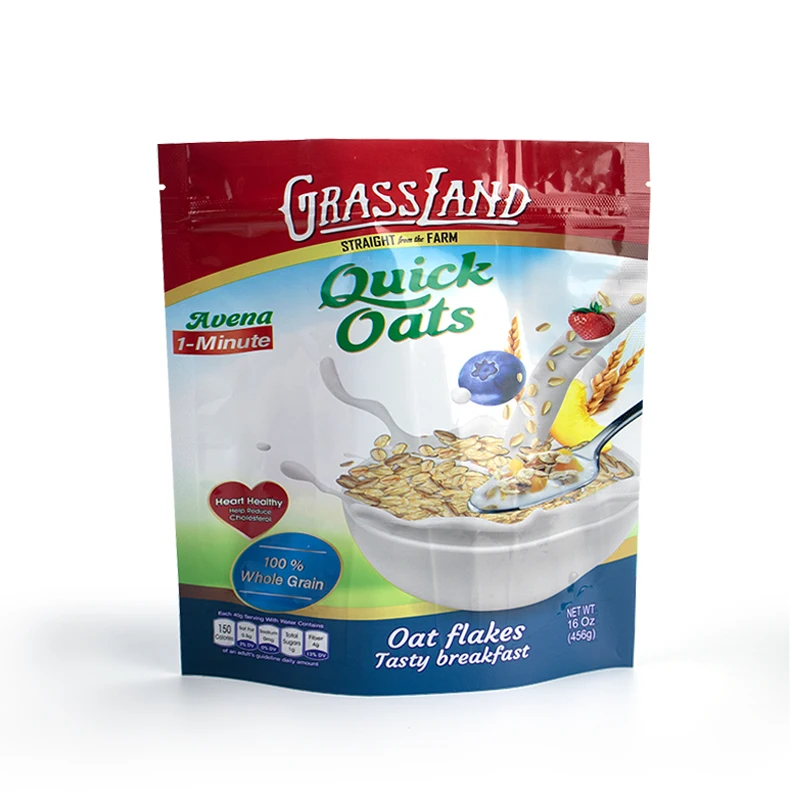 Изготовленный на заказ из материала майлар oatmealplastic упаковки ламинированной алюминиевой фольги стоьте вверх мешок сумка для еды с прозрачным окном