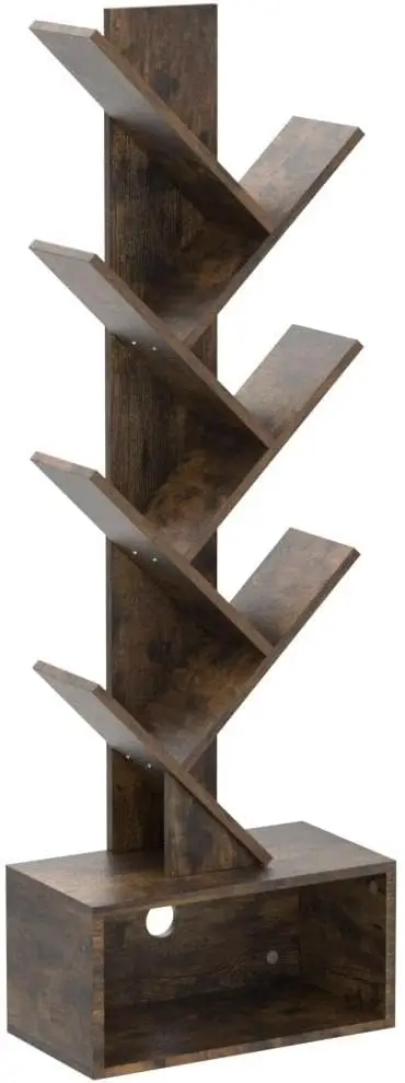 Buy Home Office Furniture Decoration Custom 9 Storey Tree Bookcase Wooden Bookcase With Drawers