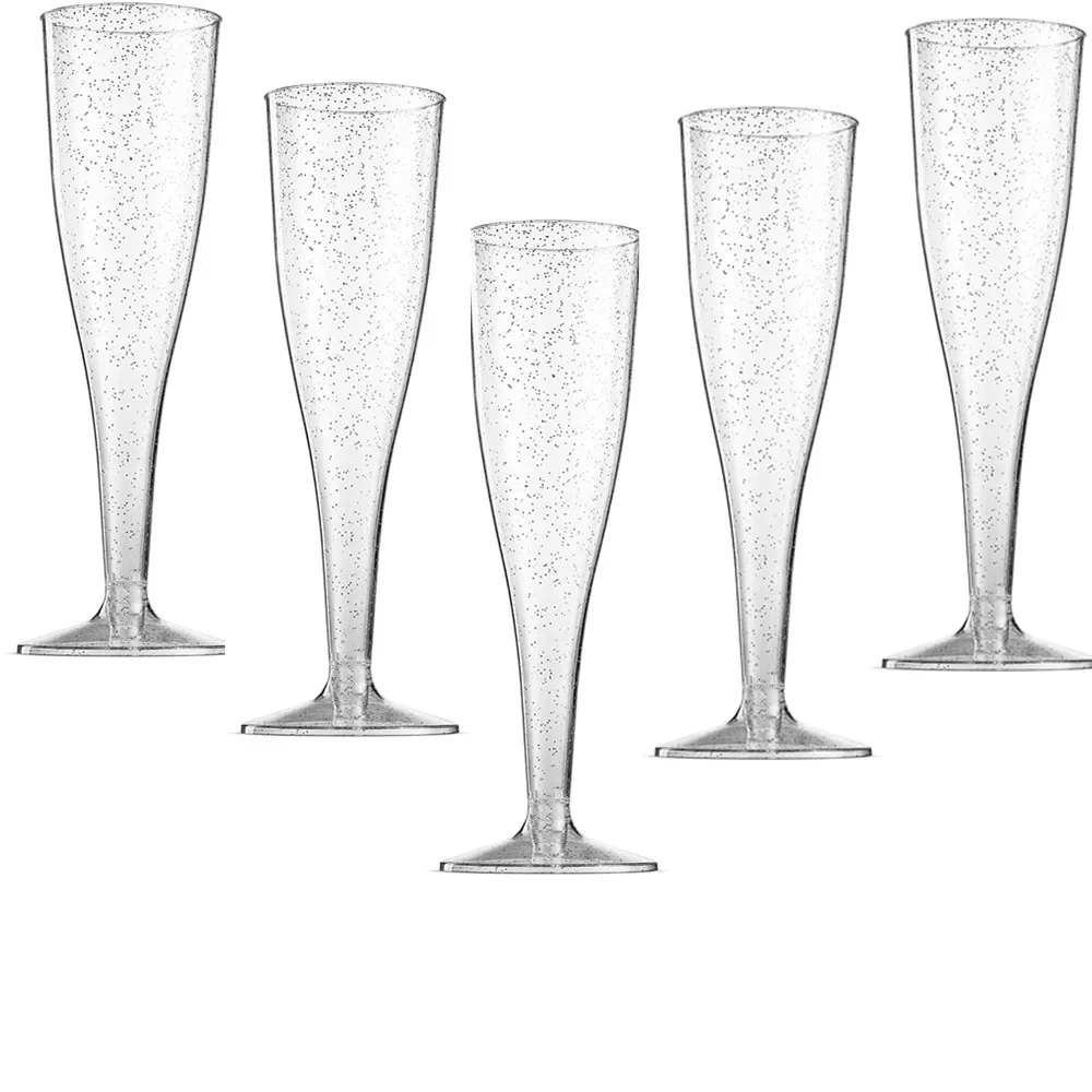 30 pcs 4.50z Elegant Gold Glitter Champagne Flutes - Perfect for Parties, Weddings, and Anniversarie Hand Washable