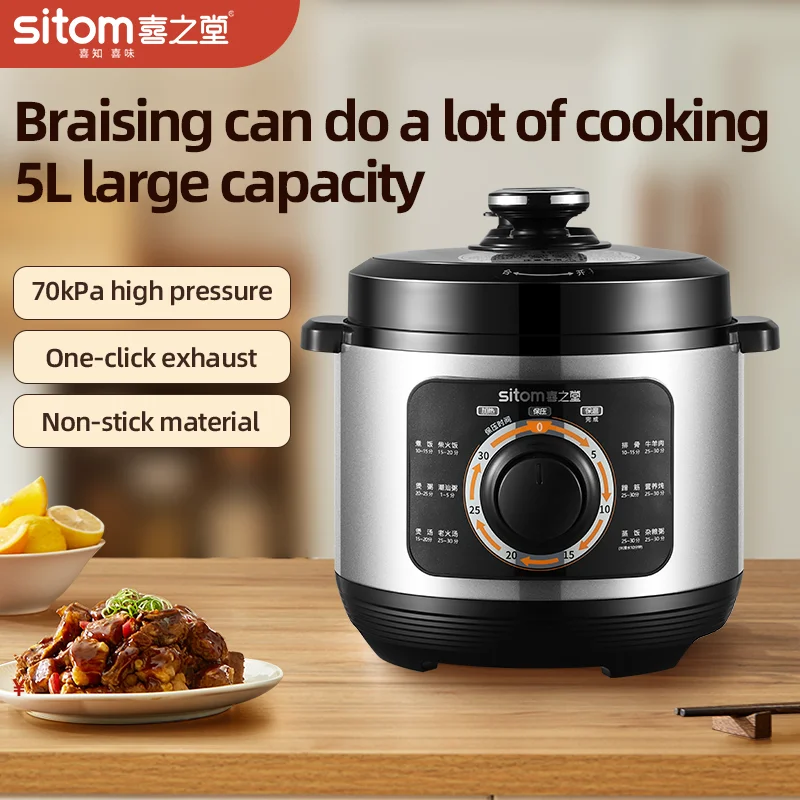 Stainless Steel 5L Automatic Electric Rice Cooker 3 in 1 Large Capacity Household Electric Pressure Cooker