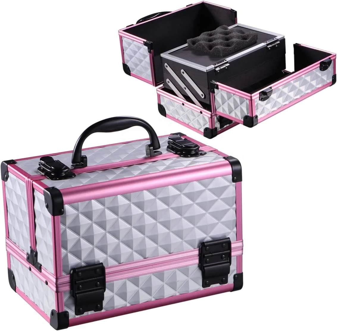 OEM Professional Portable Hard Train Makeup Case Aluminum Cosmetic Case Beauty Box
