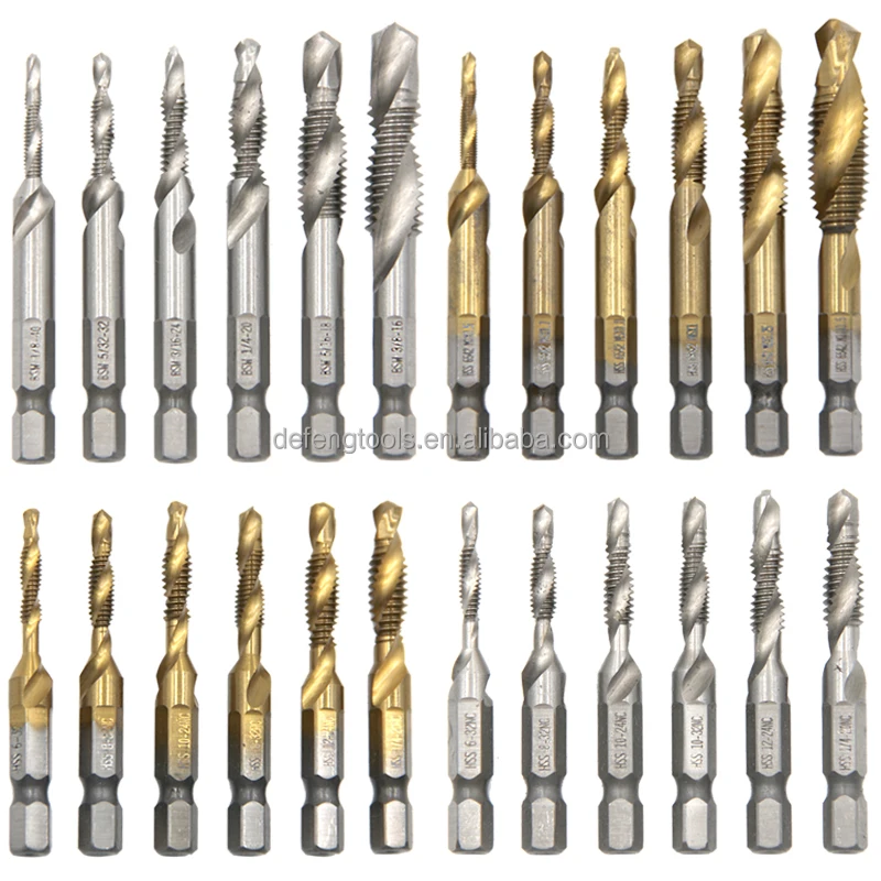 6pc High speed steel composite tap drilling and tapping machine tap opening chamfering tapping set power tool accessories