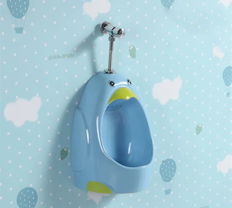 KD-K003U Commercial Sanitary Ware Products Chaozhou Made Ceramic Glazed Wall Urinal Children WC Room Blue Color Waterless Urinal