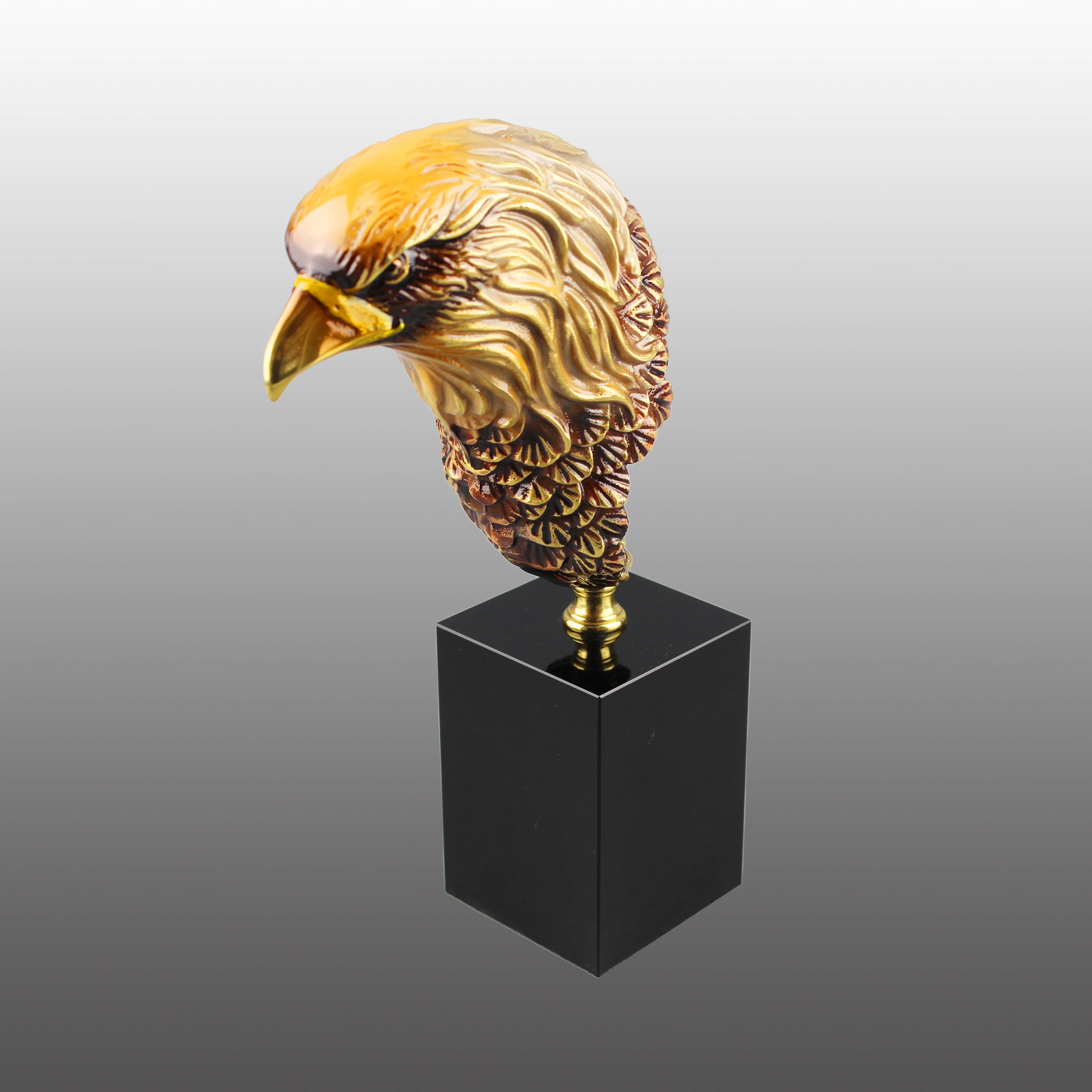 Copper Metal Eagle Statue With Crystal Base Craft Gift