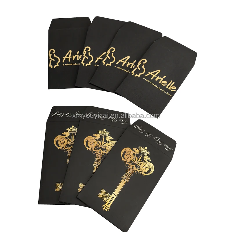 Factory Price  DL Size Black Envelope Custom Printed Black Envelope With Logo