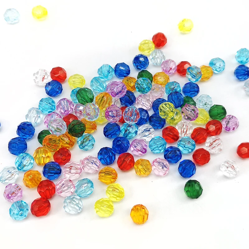 100pcs Crystal Acrylic 8mm Decorative Hand Briolette Faceted Rondelle Crystal Finding Spacer Gemstone Loose Beads